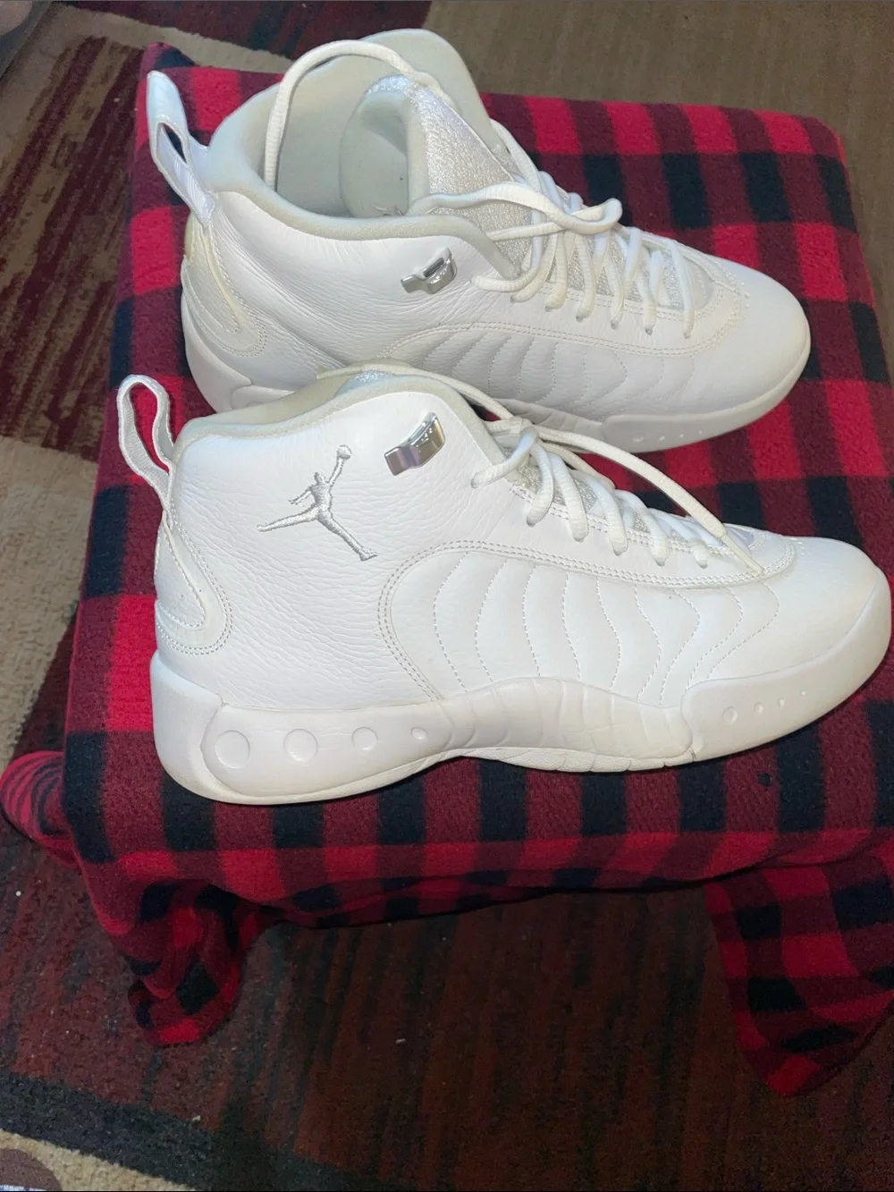 Jordan All-White Leather High-Top Sneakers